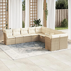 Maison Chic Salon de jardin avec coussins 10 pcs | Ensemble de Table et chaises | Mobilier d'Extérieur beige résine tressée -GKD65068