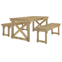 Avis Maison Chic Ensemble de salle à manger de jardin 3 pcs,Table et chaises d'extérieur Bois de pin imprégné -GKD686003