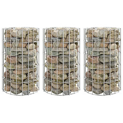 vidaXL Lit surélevé à gabion circulaire 3 pcs Acier galvanisé Ø30x50cm