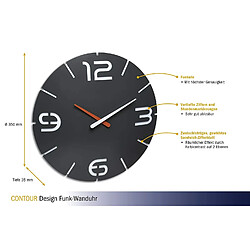 Acheter Horloge murale TFA Contour 60.3536.10 35 cm x 3.5 cm anthracite radiopiloté(e) 1 pc(s)