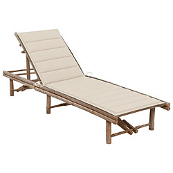 vidaXL Chaise longue de jardin avec coussin Bambou 