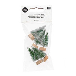 Rico Lot de 5 sapins de Noël en bois vert 5 cm