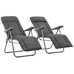 vidaXL Chaises pliables de jardin avec coussins lot de 2 Gris 