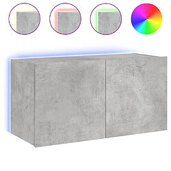 vidaXL Meuble TV mural avec lumières LED gris béton 80x35x41 cm