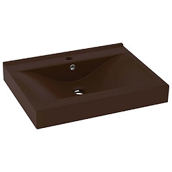 vidaXL Lavabo avec trou de robinet Marron foncé mat 60x46 cm Céramique