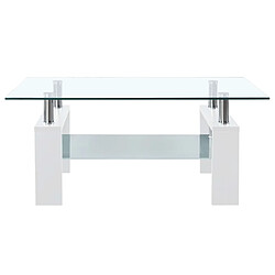 Maison Chic Table basse,Table Console Table d'appoint, Table pour salon Blanc et transparent 95x55x40 cm Verre trempé -MN27066