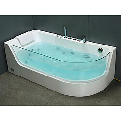 Vente-Unique Baignoire balnéo vitrée ARIA blanche - 1 place - 263L - 170*80*57cm - angle gauche