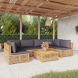 Maison Chic Salon de jardin 7 pcs + coussins - Mobilier/Meubles de jardin - Table et chaises d'extérieur Bois de teck solide -MN63932