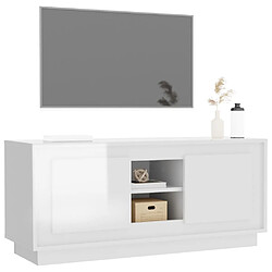 Avis vidaXL Meuble TV blanc brillant 102x35x45 cm bois d'ingénierie