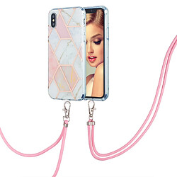 Coque en TPU 2,0mm, IMD, motif marbre, électroplaqué rose/blanc pour votre iPhone X/XS 5.8 pouces