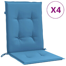 vidaXL Coussins de chaise à dossier bas lot de 4 bleu mélangé tissu