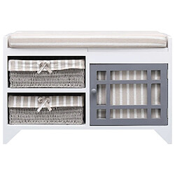 Helloshop26 Banc banquette d'entrée 70 x 33,5 x 45 cm bois de paulownia blanc 02_0010962