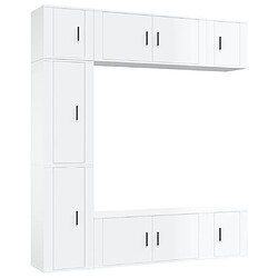 vidaXL Ensemble de meubles TV 7 pcs Blanc brillant Bois d'ingénierie