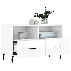 Acheter Maison Chic Meuble TV scandinave - Banc TV pour salon Blanc brillant 80x36x50 cm Bois d'ingénierie -MN41064