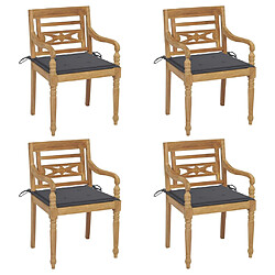 vidaXL Chaises Batavia avec coussins lot de 4 Bois de teck solide 