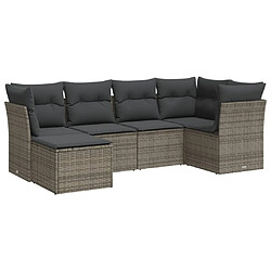 Maison Chic Salon de jardin 6 pcs avec coussins | Ensemble de Table et chaises | Mobilier d'Extérieur gris résine tressée -GKD46760