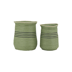 Aubry Gaspard Cache-pots en jonc vert (lot de 2).