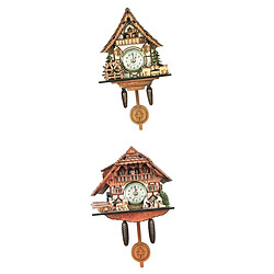 2pcs Coucou mouvement Chalet style vintage mouvement d'horloge à quartz moderne Décor à La Maison