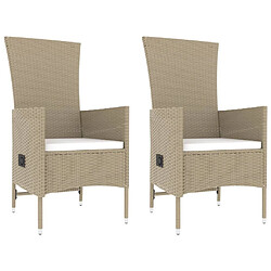 Acheter Maison Chic Ensemble de Salon de jardin 3 pcs - Table et chaises d'extérieur - Mobilier/Meubles de jardin Moderne beige poly rotin et acier -MN96775