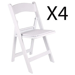 Pegane Lot de 4 chaises pliantes en Polypropylène coloris blanc - Longueur 44,5 x profondeur 43 x hauteur 88 cm