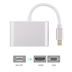 Wewoo Cable Adaptateur Mini DisplayPort vers VGA et HDMI 2 en 1 4Kx2K (Argent) pas cher