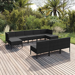 Maison Chic Salon de jardin 10 pcs + coussins - Mobilier/Meubles de jardin - Table et chaises d'extérieur Résine tressée Noir -MN57240