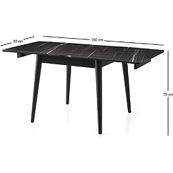 Acheter Hanah Home Table de repas extensible Totem noir, noir marbré.