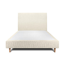 Sommeil de plomb Lit 140x200cm avec tête de lit tapissier tissu et sommier tapissier Beige clair - Hauteur totale : 35cm