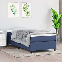 Maison Chic Structures de lit + matelas,Lit à sommier tapissier avec matelas Bleu 90x190 cm Tissu -MN32437