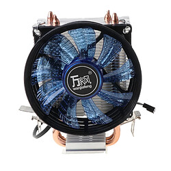 Universal Ventilateur à tube thermique en cuivre et système de refroidissement à lumière bleue, performance de dégagement du ventilateur(Bleu)