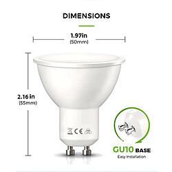 Lot de 10 Ampoule LED avec cache GU10 3W Blanc froid Etanche IP20 120° 50x55mm - Visiodirect -