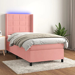 Sommier à lattes,Cadre à lattes de lit pour Adulte matelas et LED Rose 100x200 cm Velours -MN50991