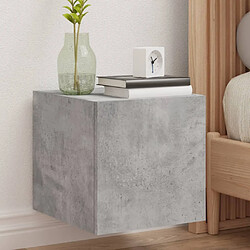 Maison Chic Meuble TV mural, Banc TV avec lumières LED pour salon, Meuble de rangement gris béton 30,5x35x30 cm -GKD11400