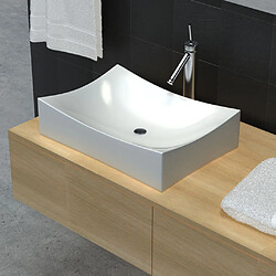 vidaXL Lavabo de salle de bain en céramique Blanc brillant