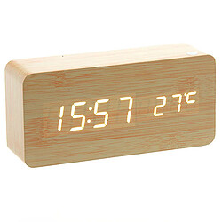 Horloge Réveil Alarme Digital LED en Bois Imitation Thermomètre Température USB AAA_BR