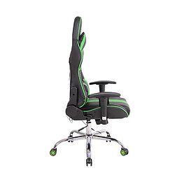 Avis Decoshop26 Fauteuil de bureau gamer design sportif fonction de massage chauffant avec coussins en PVC noir / vert 10_0002532