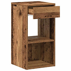 Acheter vidaXL Table de chevet avec tiroir vieux bois 35x34x66,5 cm