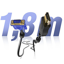 Avizar Câble HDMI Mâle vers VGA Mâle 15 Broches 1.8m Transmission Audio et Vidéo Noir pas cher