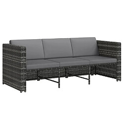 Maison Chic Salon de jardin 4 pcs + coussins - Mobilier/Meubles de jardin - Table et chaises d'extérieur Résine tressée Gris -MN28836 pas cher