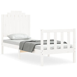 Maison Chic Cadre/structure de lit avec tête de lit pour adulte - Lit Moderne Chambre blanc petit simple bois massif -MN93186