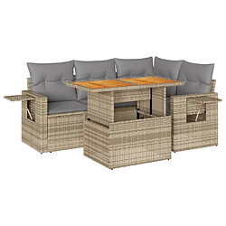 vidaXL Salon de jardin avec coussins 5 pcs beige résine tressée