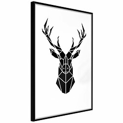 Paris Prix Affiche Murale Encadrée Geometric Stag 20 x 30 cm Noir