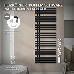 LuxeBath Iron EM Radiateur sèche-serviettes salle de bain en acier noir mat 600x1600 mm