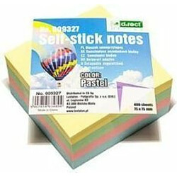 D.RECT | Bloc-notes Autocollant | Bloc-notes Autocollant Compact | 76x76mm 400 feuilles | Pour Coller Sur le Réfrigérateur, le Mur | Super Sticky Notes | pastel