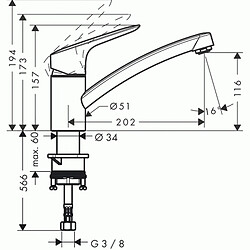 Hansgrohe Mitigeur évier bec bac Logis 120 Eco C3