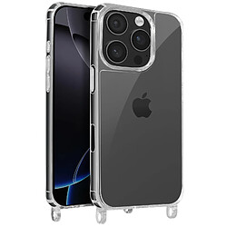 Avizar Coque pour iPhone 16 Pro Max Silicone Antichoc avec Cordon Tressé Transparent