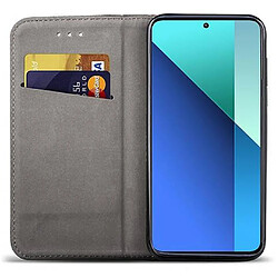 Htdmobiles Housse etui portefeuille avec coque interieure en silicone pour Xiaomi Redmi Note 13 4G + film ecran - NOIR MAGNET