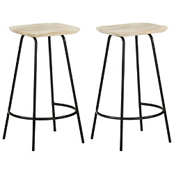 vidaXL Tabourets de bar lot de 2 bois de manguier massif