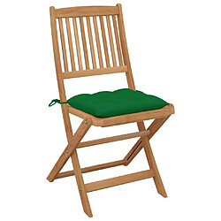 Maison Chic Lot de 2 Chaises pliables de jardin avec coussins - Fauteuil d'extérieur Bois d'acacia -MN41173 