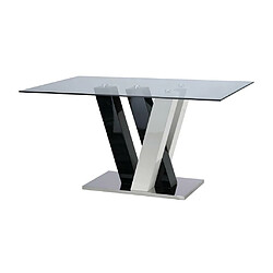 Acheter Vente-Unique Table à manger WINCH - 6 personnes - MDF & Verre trempé - Noir & blanc